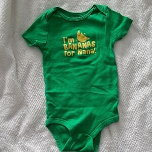 4/$20- Joe Fresh Green Bodysuit with Banana Print